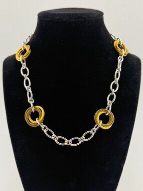 Ralph Lauren 17" Silver and Gold Tone Chain Link Necklace with Toggle Clasp